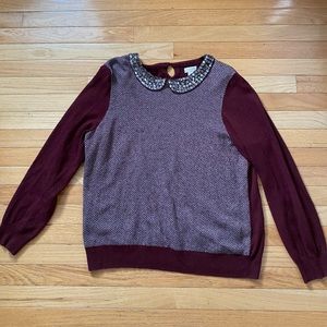J. Crew Jeweled Peter Pan Collar Sweater